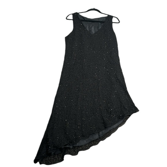 Vintage y2k black beaded Asymmetrical dress  siz M 90s goth witchy whimsigoth - Picture 3 of 9